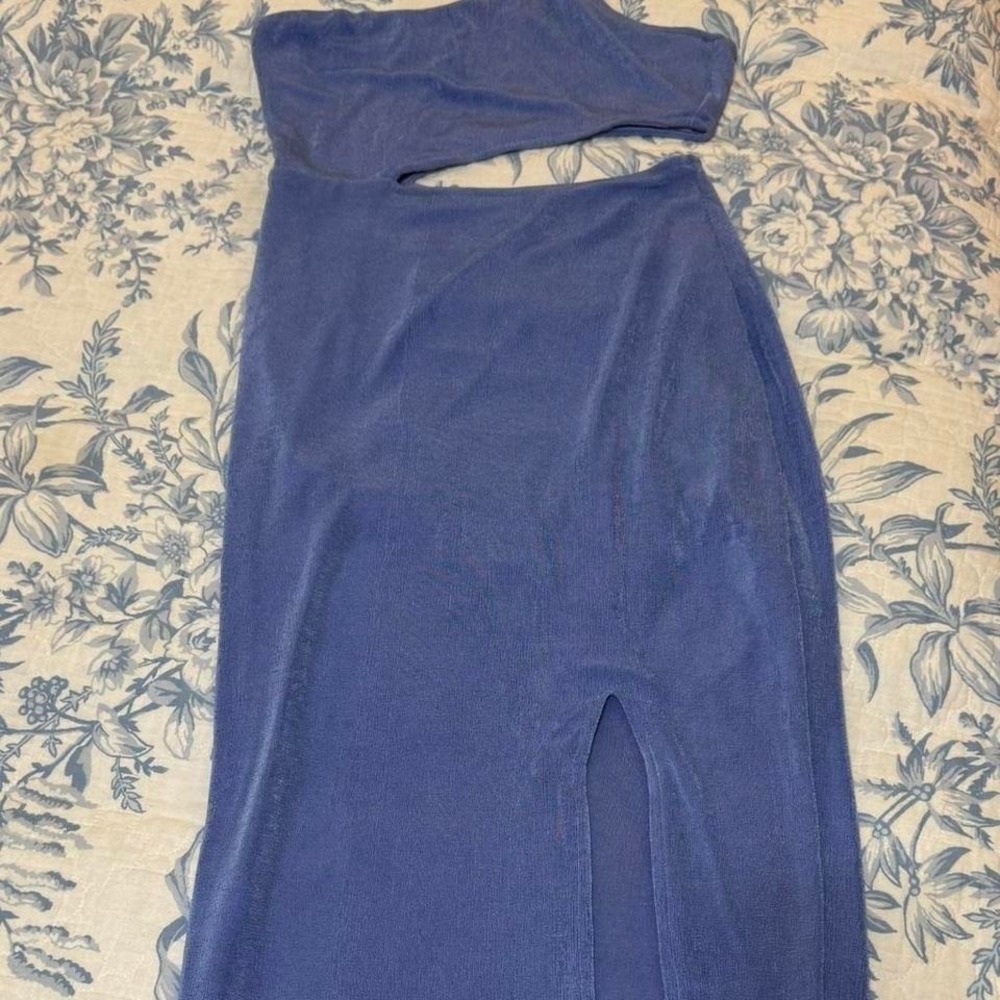 Mika &‎ Gala Periwinkle Blue One Shoulder Cutout Slinky Midi Dress AU 10 US 6